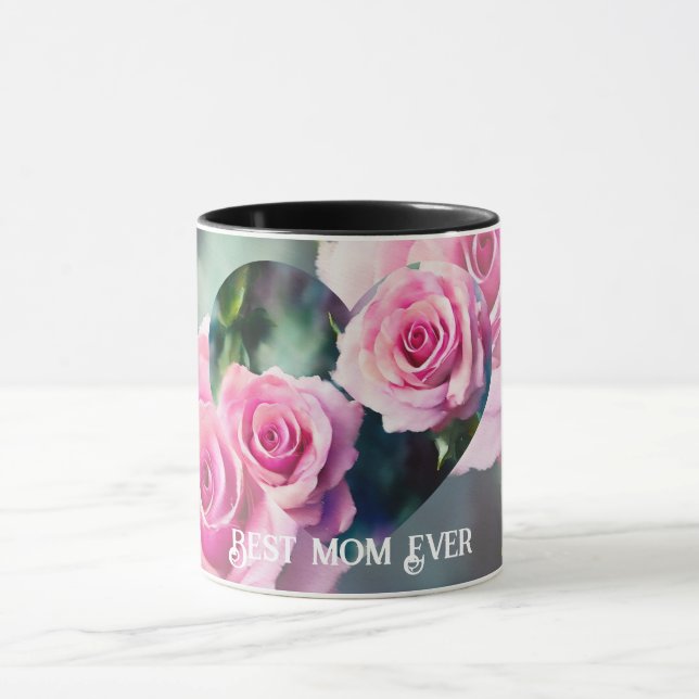 Mug Belle aquarelle moderne Collection Roses roses ros (Centre)