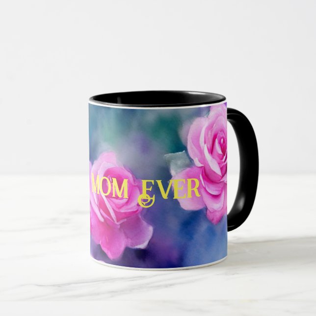 Mug Belle Aquarelle Rose Rose Collection tendance (Devant droit)