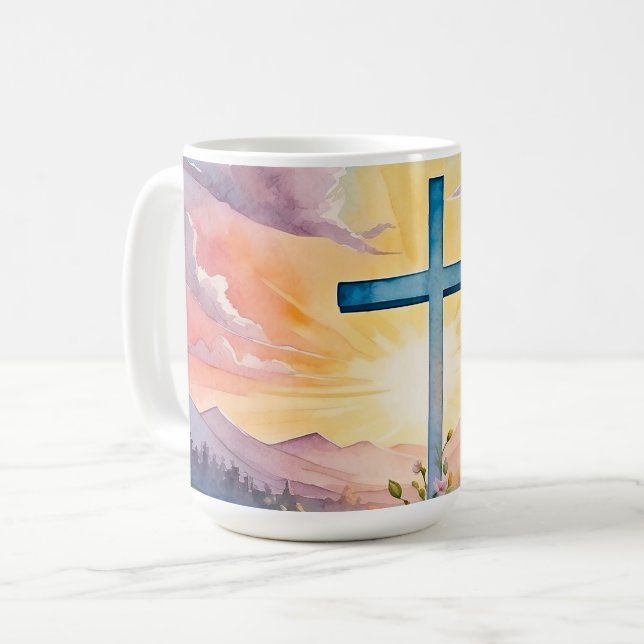 Mug Belle art aquarelle de Pâques (Devant gauche)
