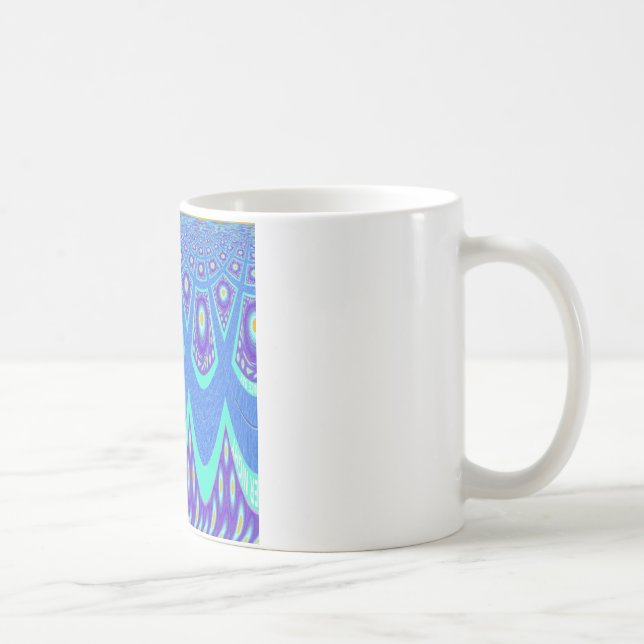 Mug Belle Art vectoriel d'impression batik Cyan Bleu r (Droite)