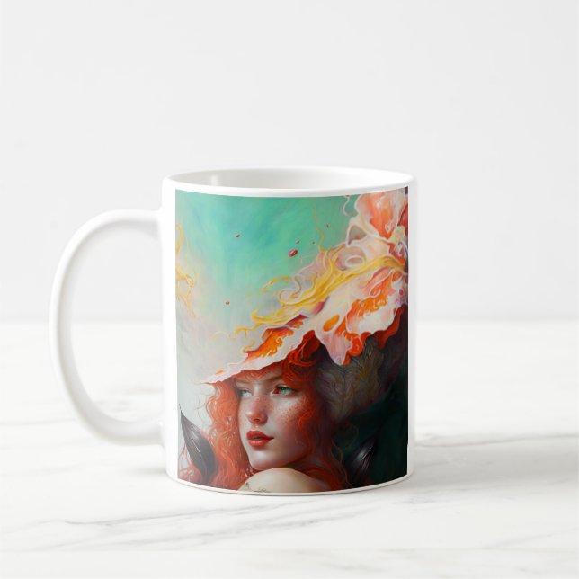 Mug Belle artiste Abstraite Red Haired Ginger Girl (Gauche)