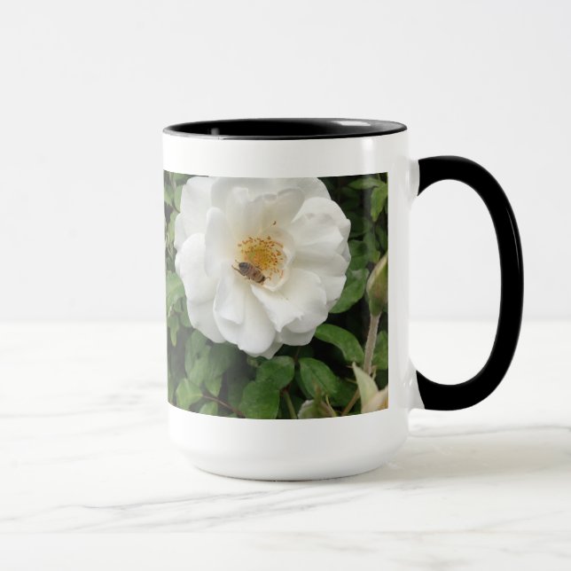 Mug Belle Bee Sur Le Beau Art Rose Photographie Nature (Droite)
