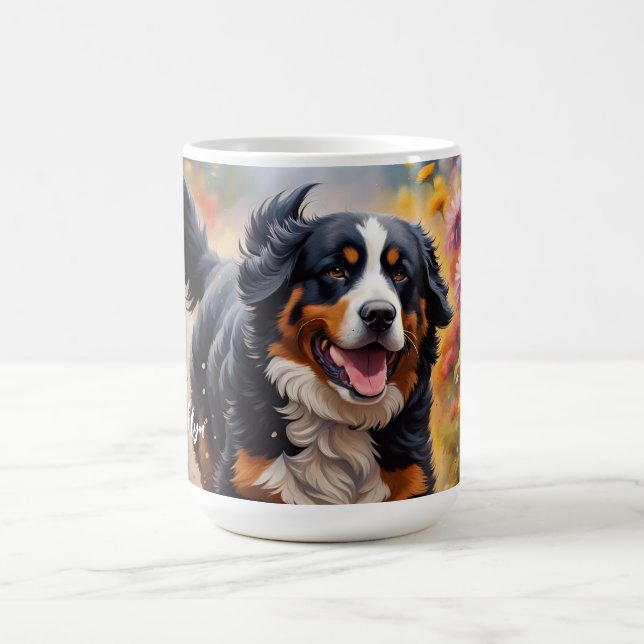 Mug Belle Bernese Mountain Dog & Flowers (Centre)
