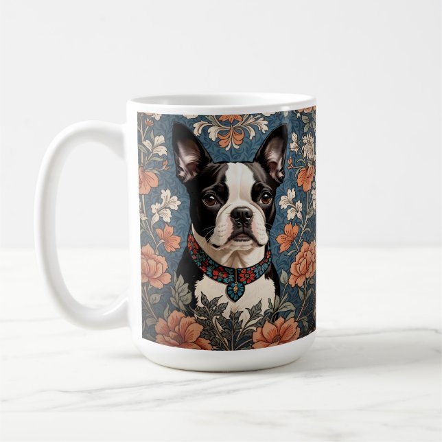 Mug Belle Boston Terrier William Morris Inspiré (Gauche)
