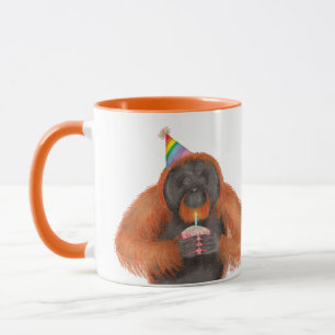 Mug Belle bougie d'anniversaire orangoutan personnalis