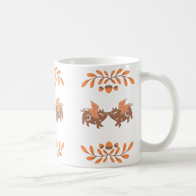 Mug Belle campagne Automne Kissing Chiens ailes (Droite)