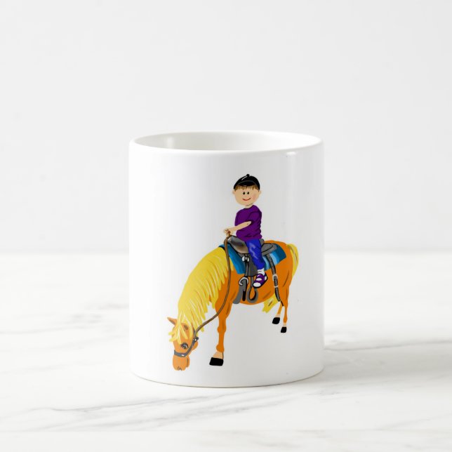 Mug Belle caricature garçon équitation cheval poney ca (Centre)