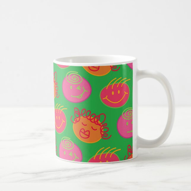 Mug Belle Caricature Scribbles Amusants soyeux tête Bu (Droite)