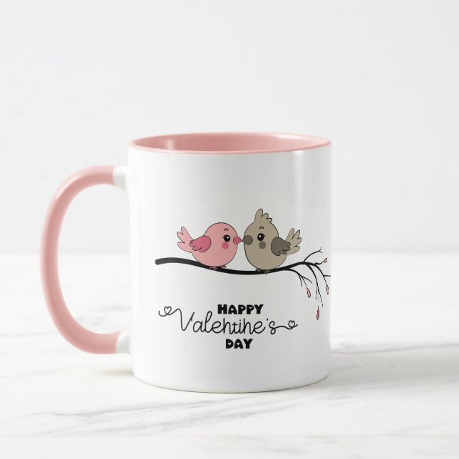 Mug Belle Cartoon Lovebirds sur la branche Saint-Valen (Gauche)