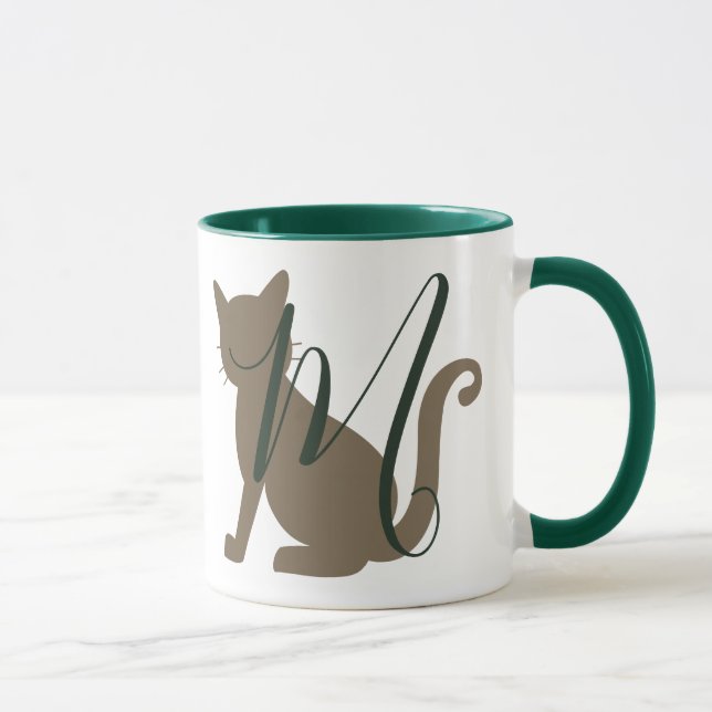 Mug Belle Chat thème Vert et Brown (Droite)