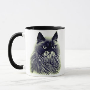 Mug Belle chatte persane en noir et blanc