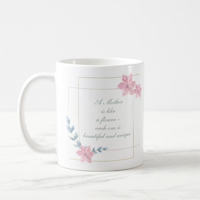 Mug Belle citation de mère géométrique florale (Gauche)