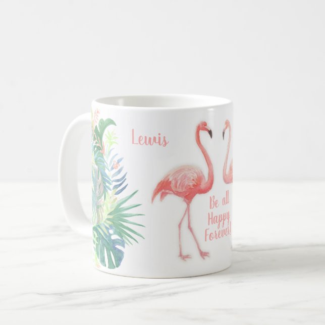 Mug Belle Conte Fée Pour Deux Flamants roses Fleur Tro (Devant gauche)