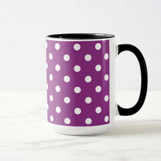 Mug Belle couleur de mûre avec des pois blancs (Droite)