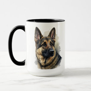 MUG BELLE COULEUR D'EAU ALLEMANDE FLEURS DE CHIENS SHE