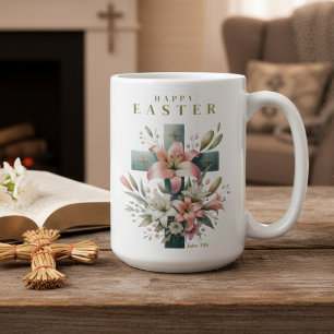 Mug Belle Croix Florale Chrétienne Pâques