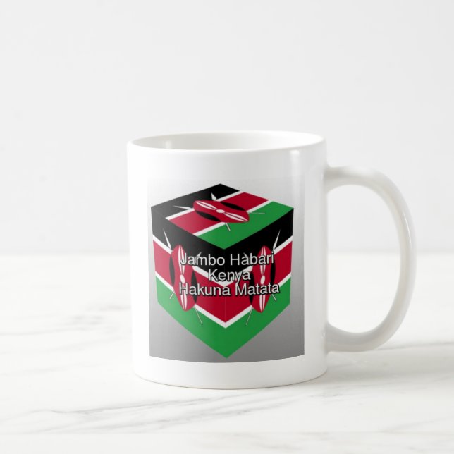 Mug Belle Cube à Drapeau Kenyan avec Greeting Ar (Droite)