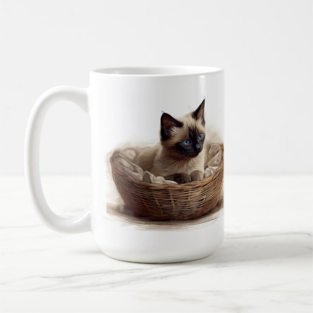 MUG BELLE CUISINE SIAMESE SEAL POINT EN PANIER (Gauche)