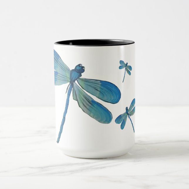 Mug Belle Dragonfly Pink Flower Art original (Centre)
