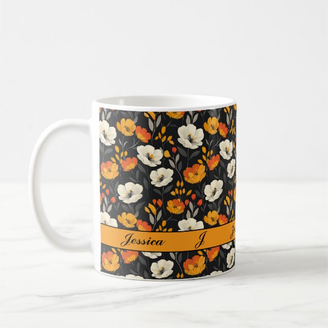 Mug Belle écriture de fleurs sauvages girly colorées d (Gauche)