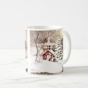 Mug Belle église Vintage de Noël Scène Vintage