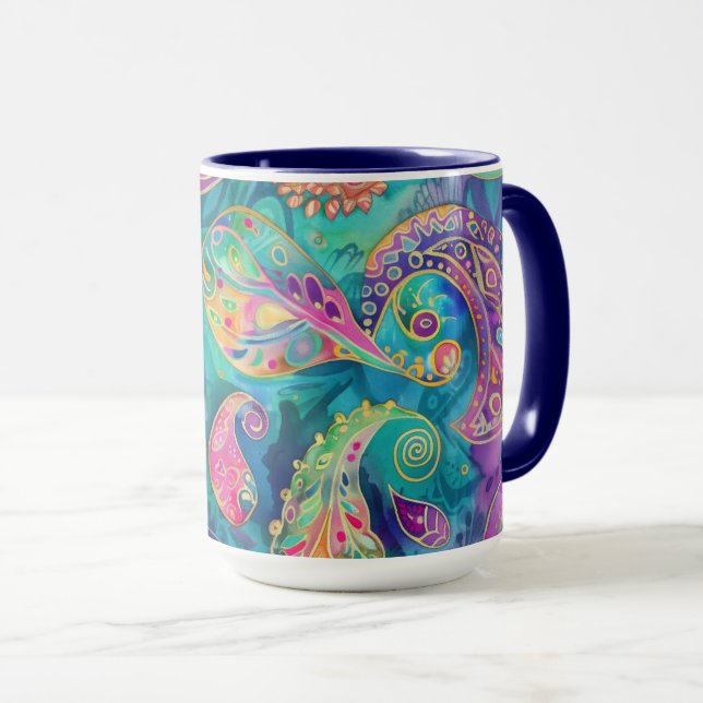 Mug Belle et Vibrant Whimsical Paisley (Devant droit)