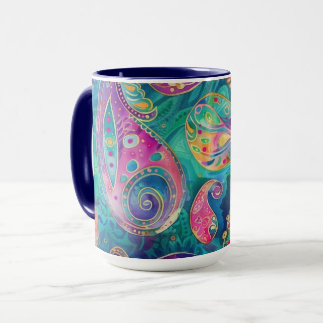 Mug Belle et Vibrant Whimsical Paisley (Devant gauche)