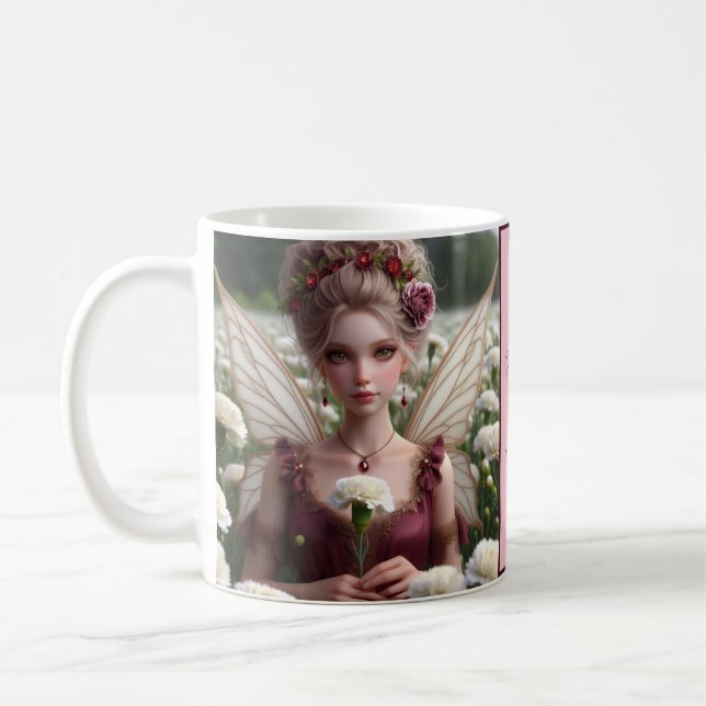 Mug Belle fée de janvier en oeillets (Gauche)