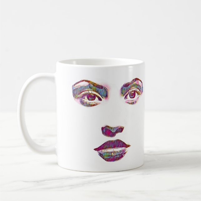 Mug belle femme abstraite face maquillage beauté art (Gauche)