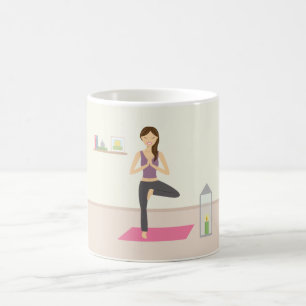 Mug Belle Femme Qui Fait Du Yoga Dans Une Salle Décoré