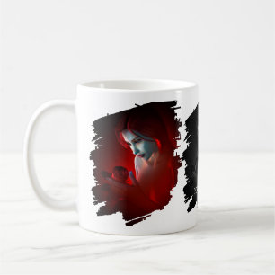 Mug Belle femme tenant un rose