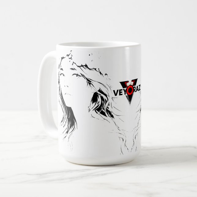 Mug Belle Fille Anime Florale – Esthétique Pastel Douc (Devant gauche)