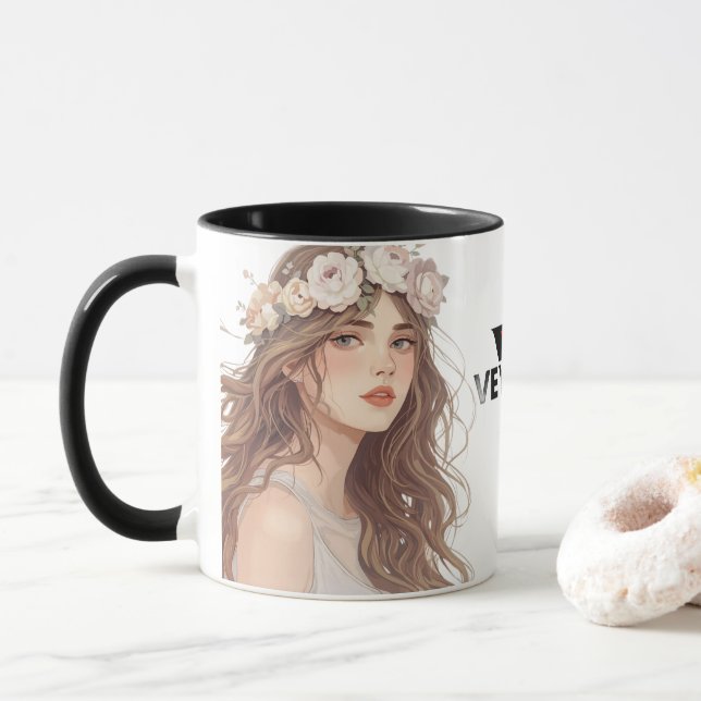 Mug Belle Fille d'anime Florale – Esthétique Pastel Do (Avec donut)