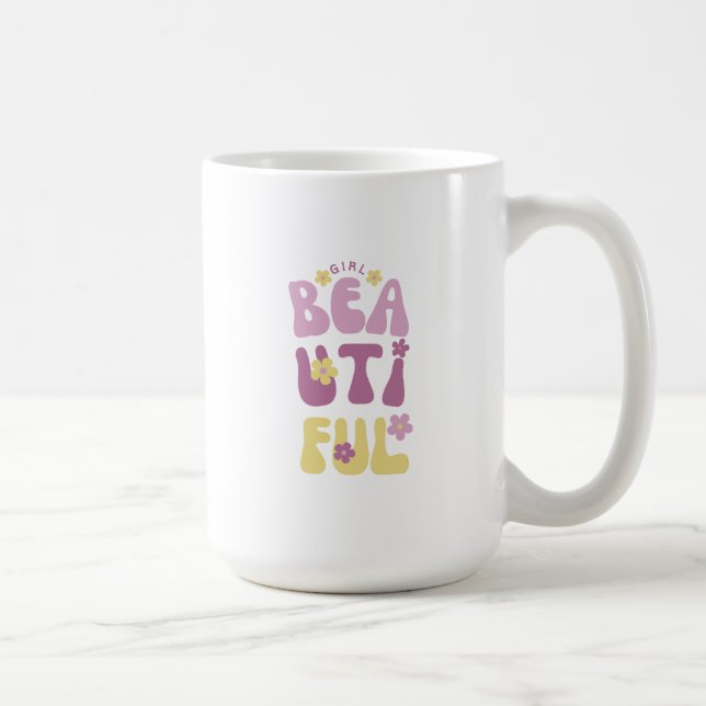 Mug Belle Fille Fleurs mignonnes Violettes Et Jaunes (Droite)