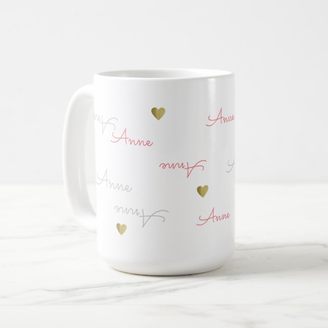 Mug belle fille nom typographie amour (Devant gauche)