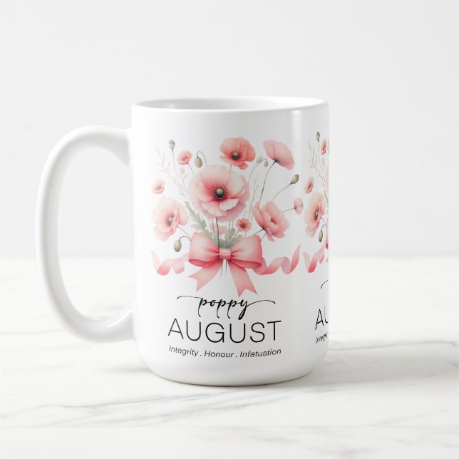 Mug Belle Fleur de Mois de Naissance / Pavot d'Août (Gauche)
