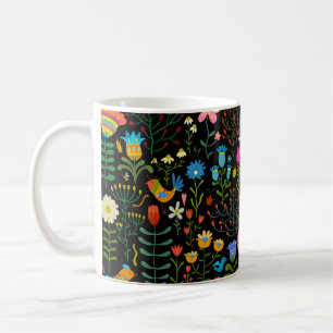 Mug Belle fleurs dessinée à la main illustration mot