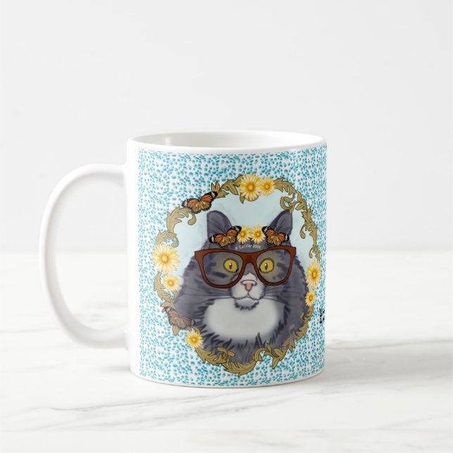 Mug Belle Floof Chat portant des lunettes de muscade (Gauche)