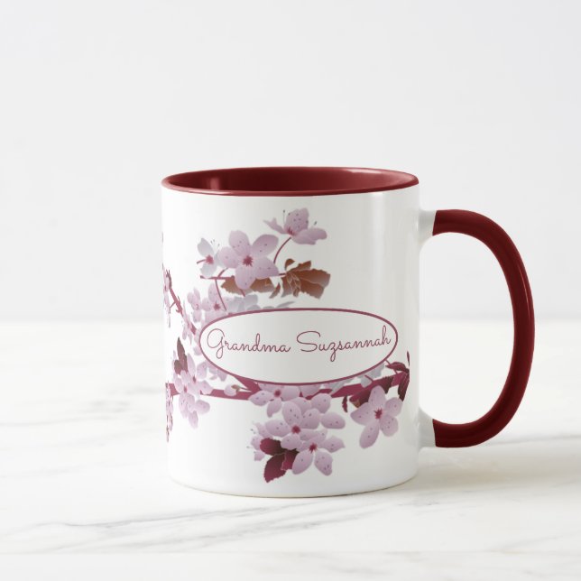Mug Belle florale rose cerise fleurs sur mesure (Droite)