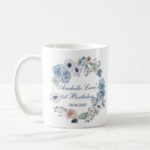 Mug Belle frêne bleu cendré Floral Anniversaire
