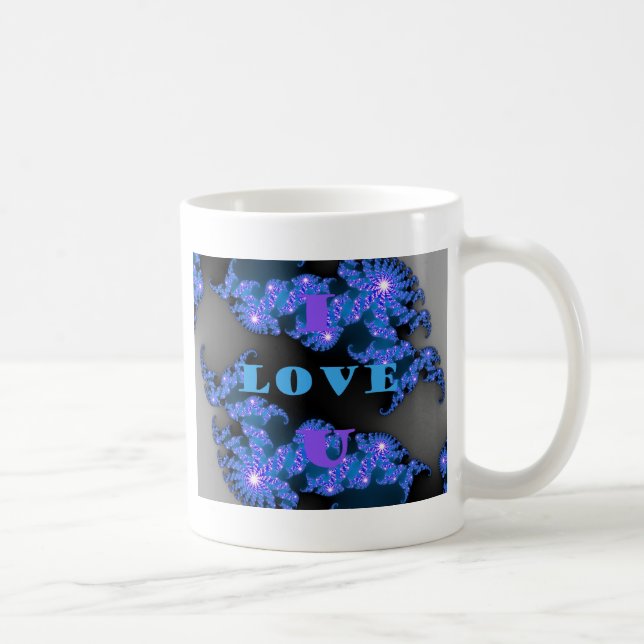 Mug Belle Galactique Blue Love Texte Motif Design, (Droite)