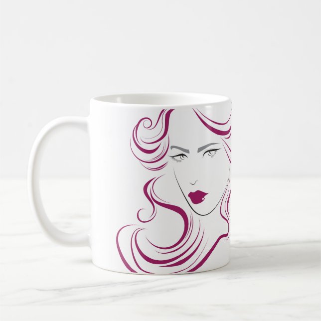 Mug Belle icône fille cheveux violet cheveux coiffure  (Gauche)