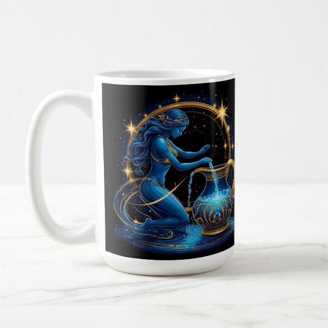 Mug Belle illustration numérique du signe du Verseau (Gauche)