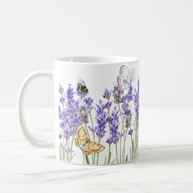 Mug Belle Lavande Papillons Floral (Gauche)
