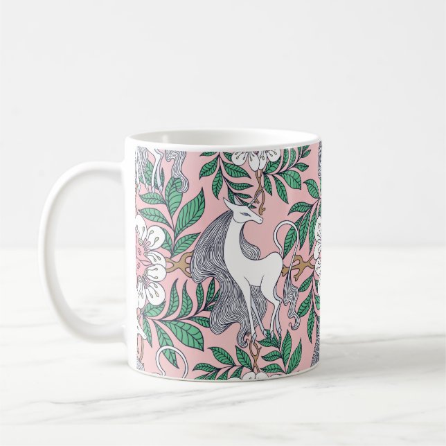 Mug Belle licorne et circulaire ornement fleuri mer (Gauche)