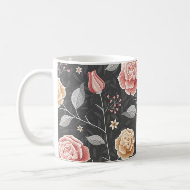 Mug Belle main tirée rose et rose jaune Motif (Gauche)