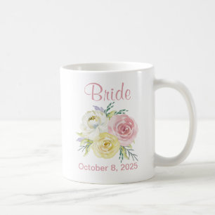 Mug Belle mariée de fleurs d'aquarelle