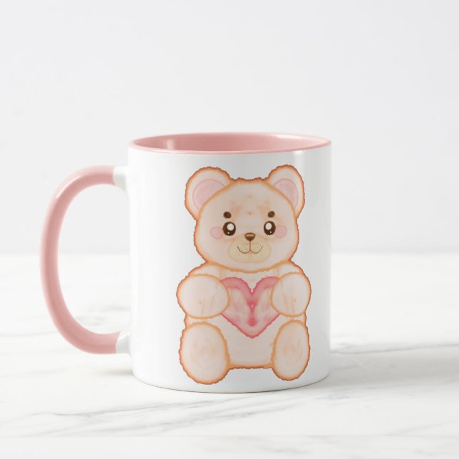 Mug Belle ours de la Saint Valentin au coeur rouge (Gauche)