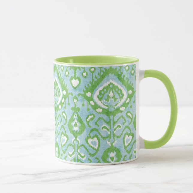 Mug Belle pastel vert et bleu ikat motifs tribaux (Droite)