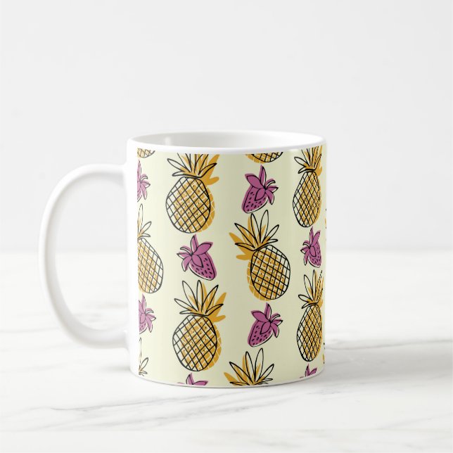 Mug Belle patte d'illustration d'ananas et de fraises (Gauche)